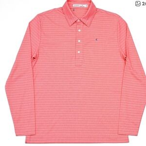 Criquet Salmon Striped Polo Shirt